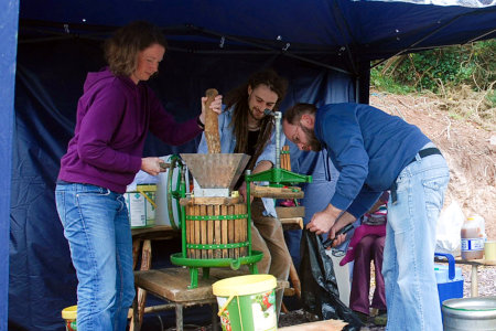 juicing with apple press